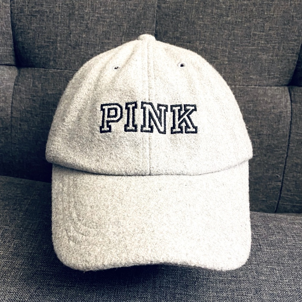 NWOT PINK Victoria's Secret Gray Collegiate Style Unisex Baseball Cap